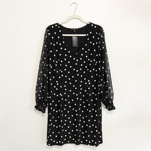 NWT Inc International Concepts Women's Black White Polka Dot Shift Dress Size XL